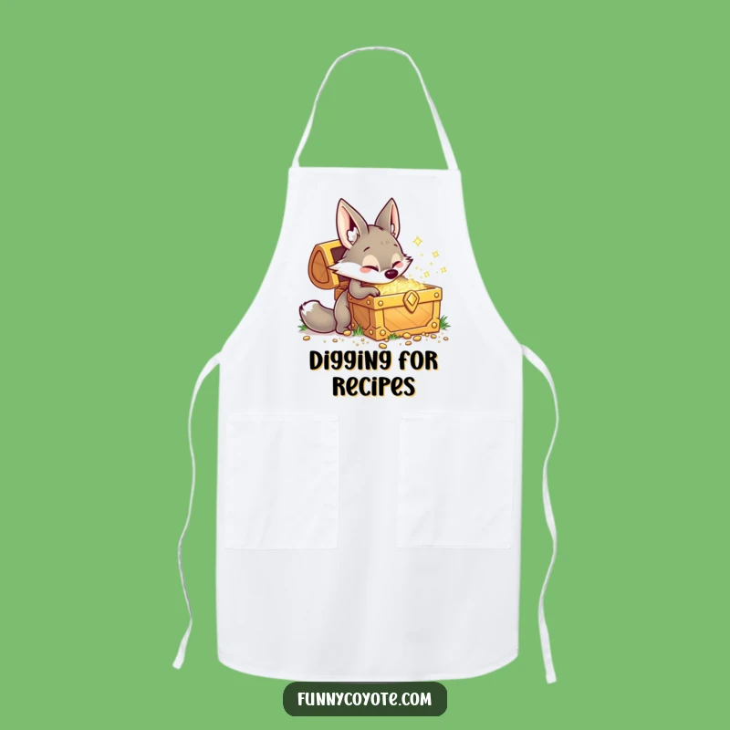 Funny Kawaii Coyote Apron: Playful Treasure Digging Kitchen Gift