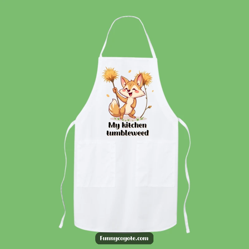 Funny Kawaii Coyote Tumbleweed Apron: Desert Kitchen Fun, Great Funny Gift