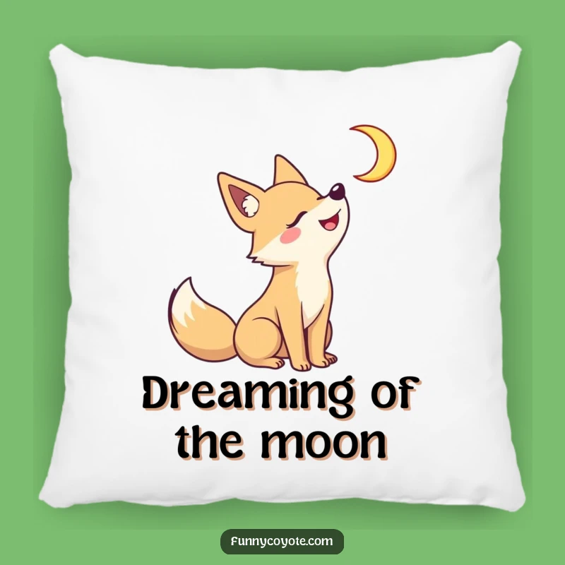 Funny Kawaii Coyote Pillow: Cozy Moonlit Howl Accent Pillow Gift