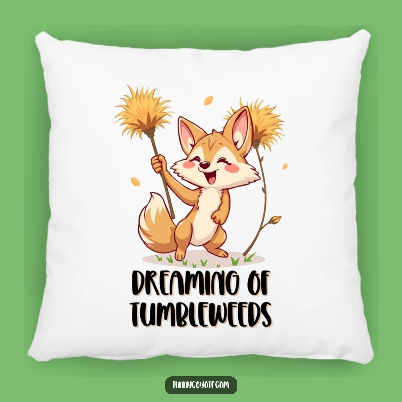 Funny Kawaii Coyote Tumbleweed Pillow: Soft Desert Comfort, Ideal Funny Gift