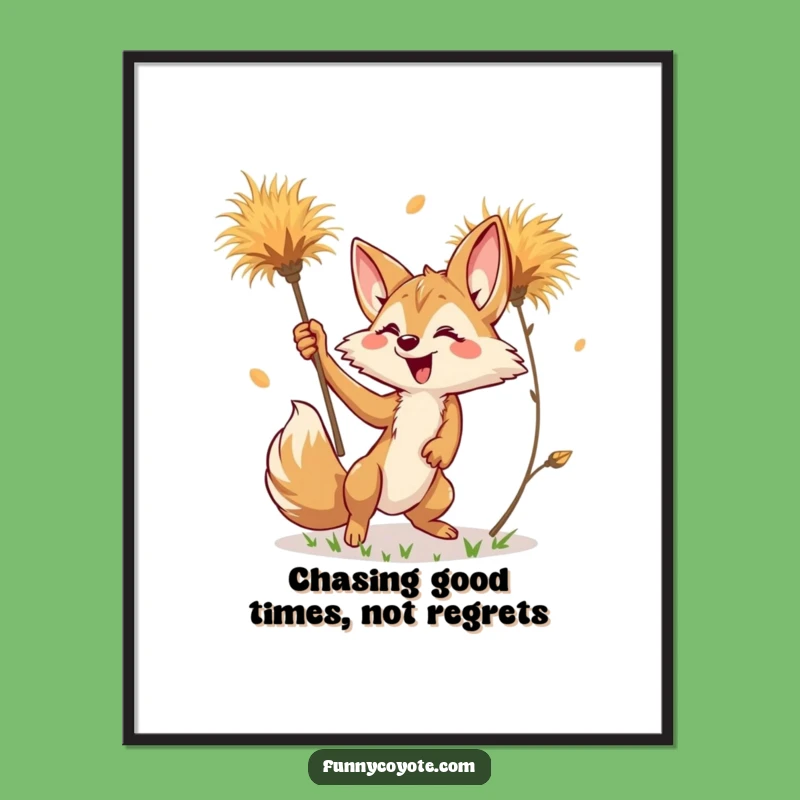 Free Printable Wall Art: Funny Kawaii Coyote Tumbleweed Chase, Downloadable Art