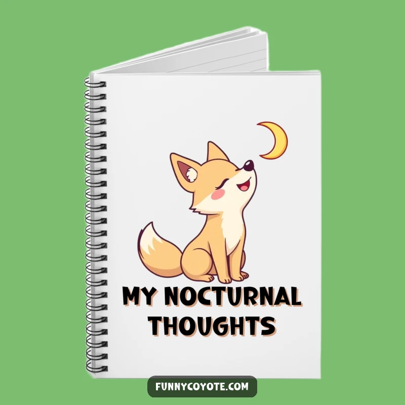 Funny Kawaii Coyote Notebook: Playful Moon Howl Journal Gift