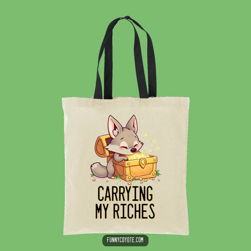 Funny Kawaii Coyote Tote Bag: Playful Treasure Digging Carry-All Gift