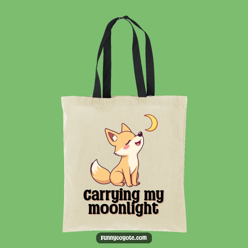 Funny Kawaii Coyote Tote Bag: Playful Moon Howl Carry-All Gift
